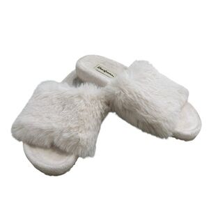 Dearfoams Cozy off White Fur slip on Slippers Milly pile molded footbed size 6